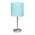 Diamond Sparkle Stick Table Lamp with USB Charging Port & Fabric Shade, Aqua DI2519765